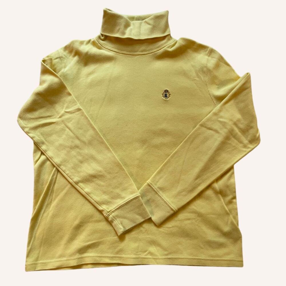 Ladies Ralph Lauren Turtleneck, Yellow, Medium, 100% Cotton